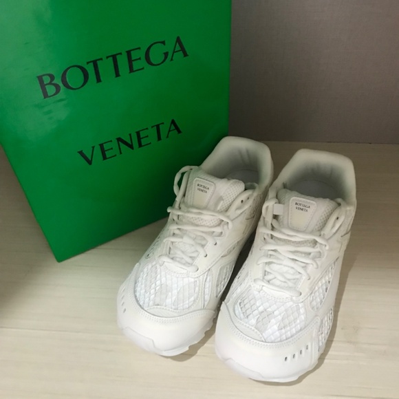 Bottega Veneta Men's/Women's White Thick-Sole Mesh Sneakers - Picture 2 of 9